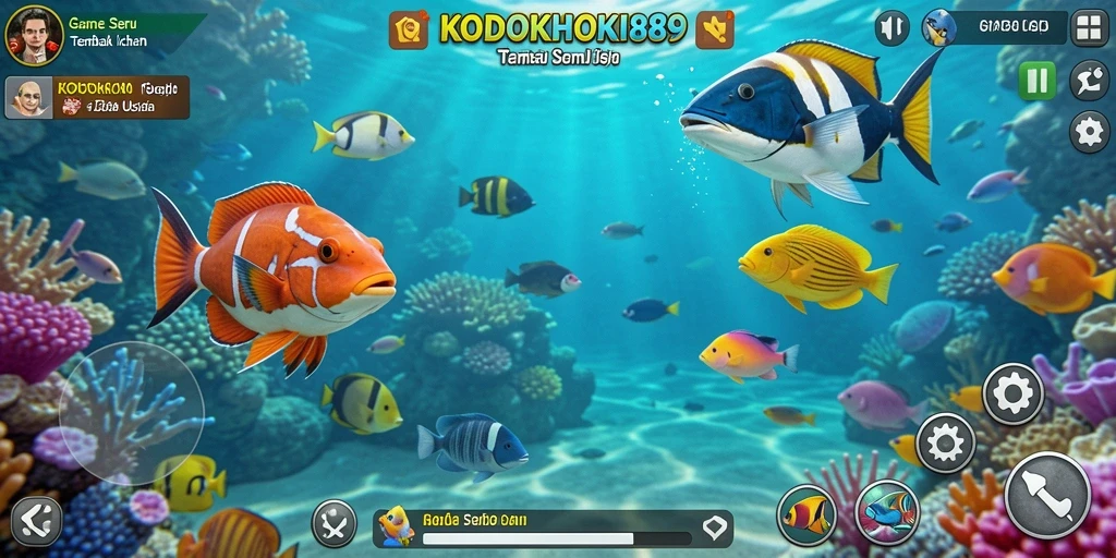 Gameplay seru dari KODOKHOKI889 dalam menembak ikan.