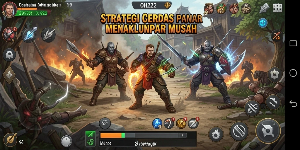 Tangkapan layar utama gameplay OH222 yang menampilkan strategi pertempuran.
