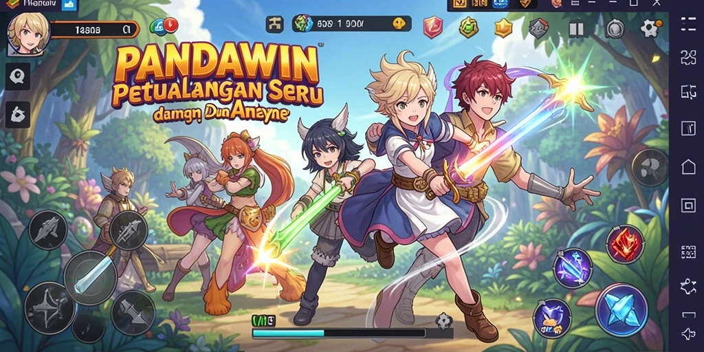 Screenshot gameplay PANDAWIN menampilkan aksi seru karakter Anime.