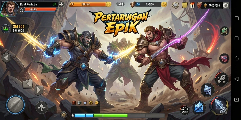 Tangkapan layar yang menampilkan pertarungan intens di SM605.