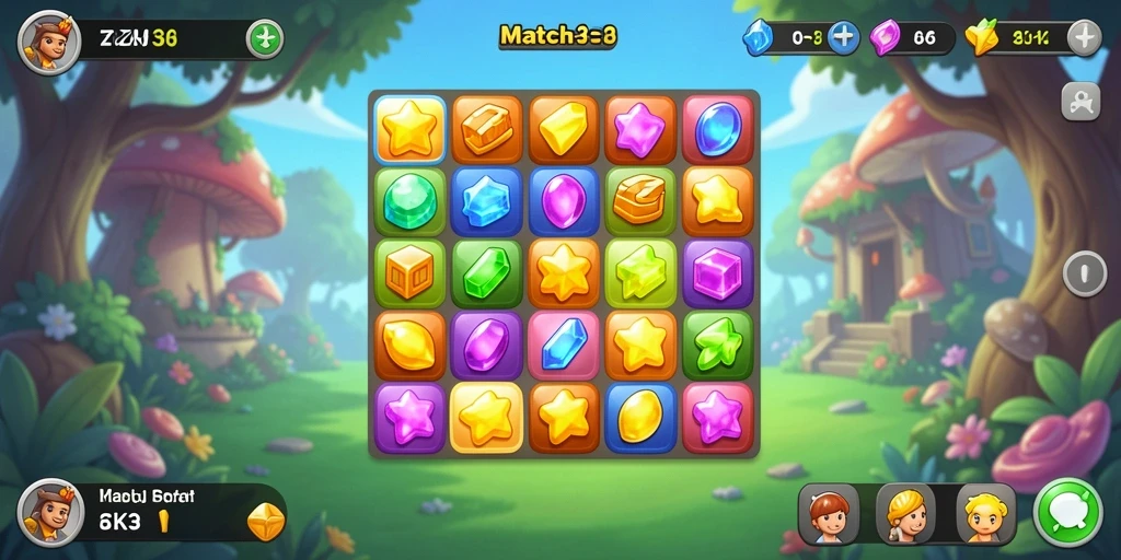 Tampilan gameplay ZK3 yang penuh warna dan menarik.